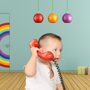 Talking toddler on the phone